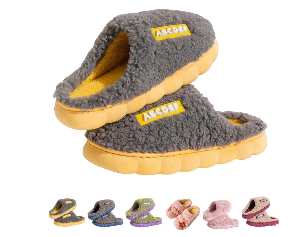 Womens Slippers Slider Ladies Warm Fur Lined Winter Warm Mules Shoes House Size