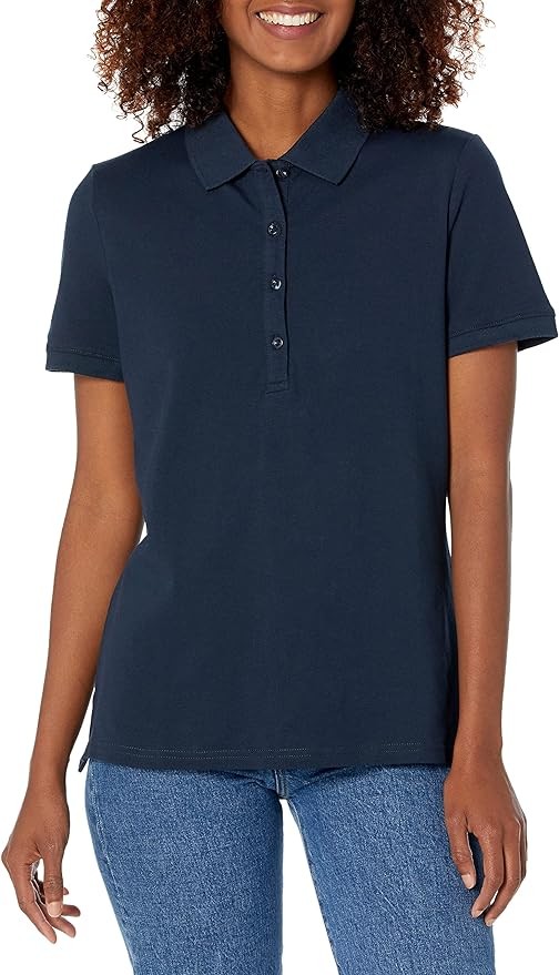 Amazon Essentials Women's Short-Sleeve Polo Shirt (Available in Plus Size)