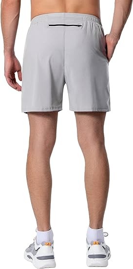 Men's 5 Inch Running Shorts Lightweight Athletic Workout Gym Shorts Liner with Zipper Pockets