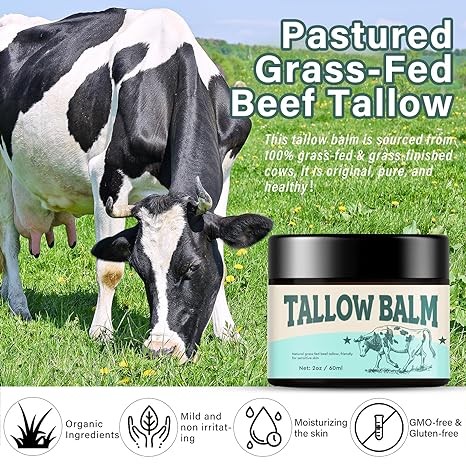 ALSTEN Tallow Balm, Organic Grass Fed Tallow Balm, 2 oz, Moisturizing and Smooth Skin for Face and Body, All Natural Daily Skin Care, 01c