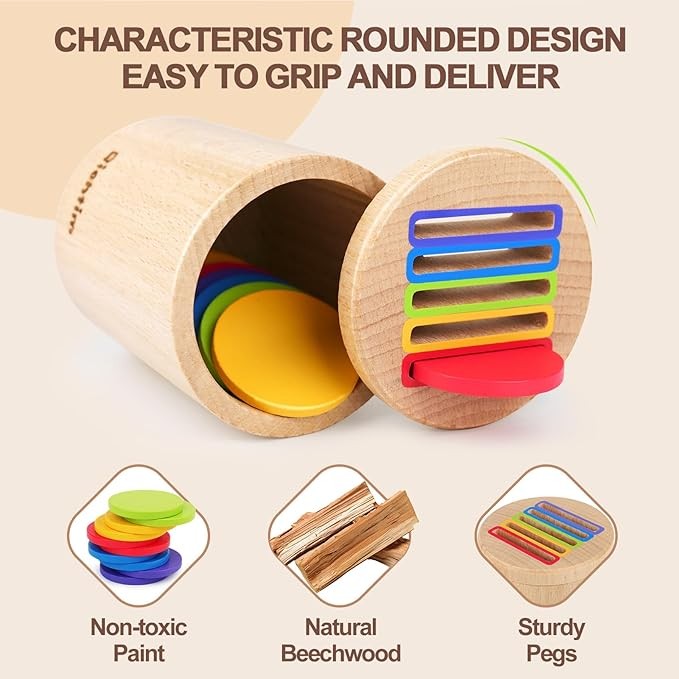 Richtim Montessori Toys for 1 2 3 Year Old: Wooden Color Sorting Coin Box Toys for Toddlers Age 1-3, Educational Learning Sensory Games for Baby Kids, 12-36 Month Old Boys Girls Matching Gifts