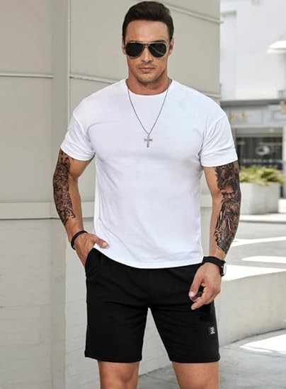 JMIERR Mens Cotton Sweat Shorts with 3 Pockets Workout Lounge Jogger Athletic Shorts 7 inch Inseam Running Shorts